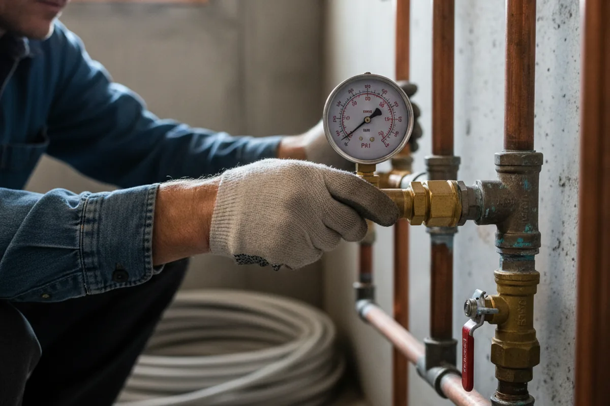 Pressure testing a repaired line during Water Line Repair in Panorama City