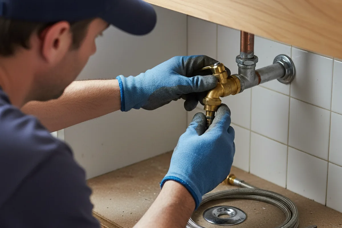 Shutoff valve and fitting work during Burst Pipe Repair in Panorama City